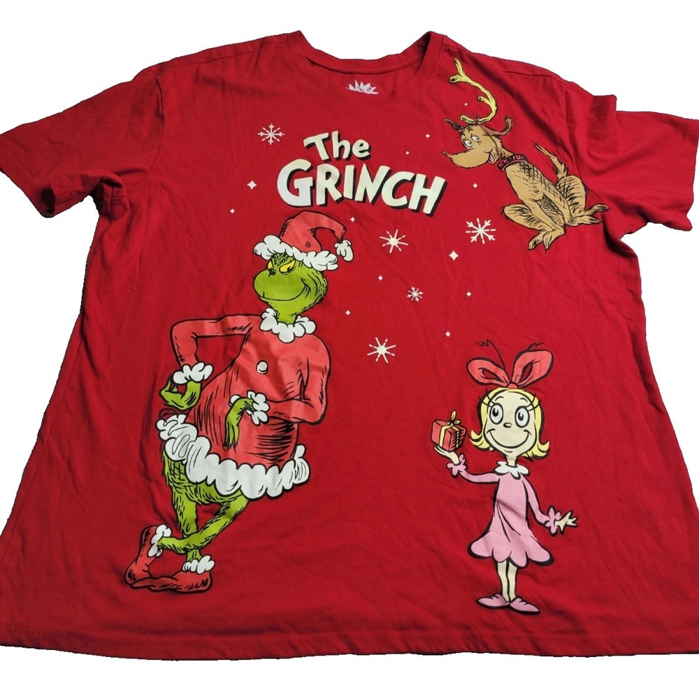 Dr. Seuss The Grinch Red Short Sleeve T-Shirt Women's XXL (19) Christmas Holiday